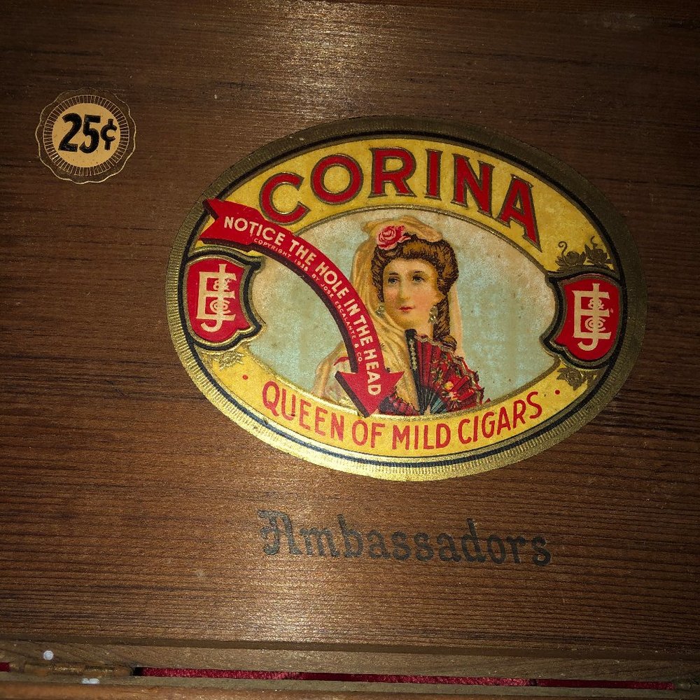 Vintage Corina Ambassadors Wood Cigar Box